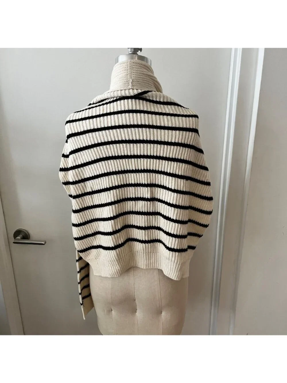 FREE PEOPLE University Stripe Sweater Scarf in Cream and Black One Size